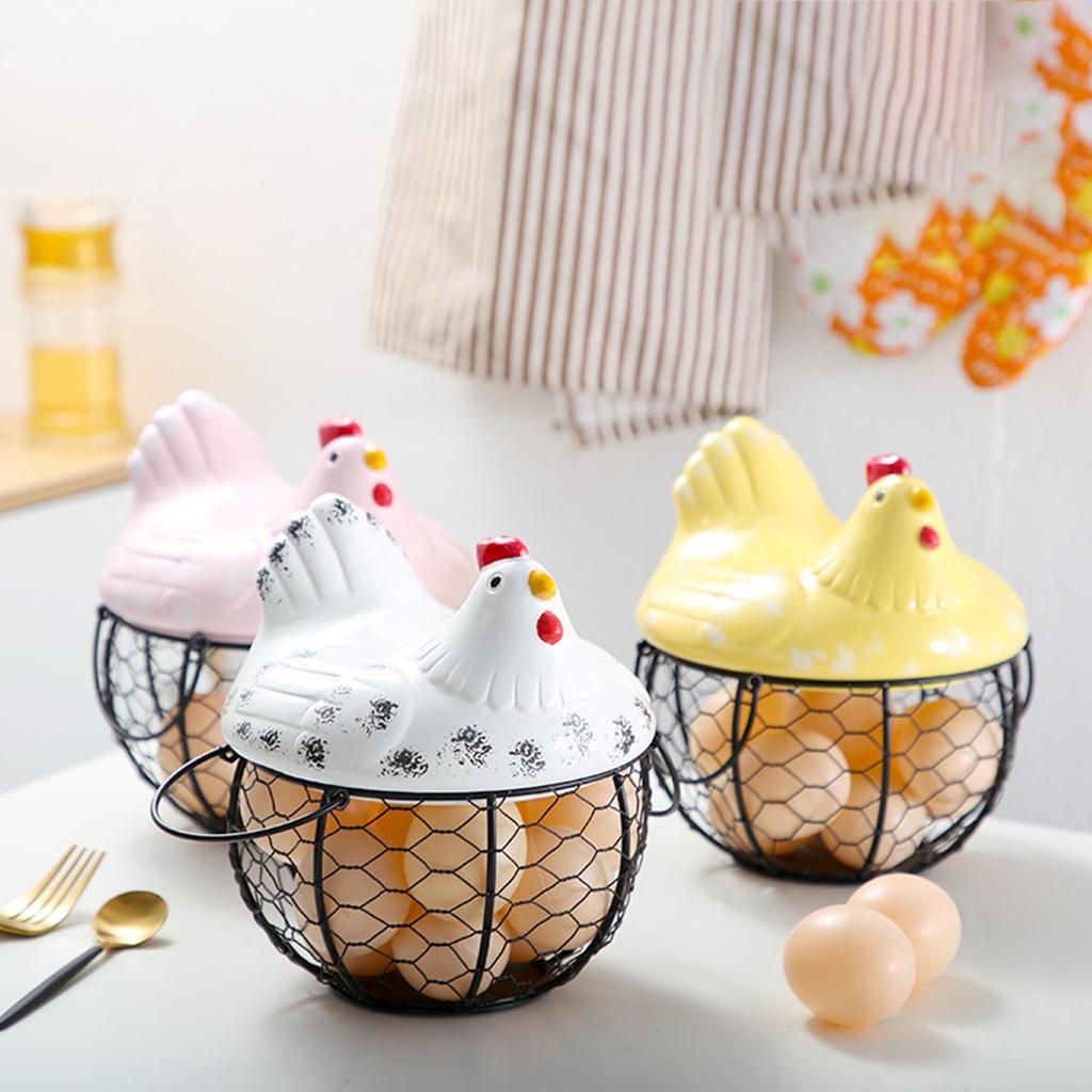 Ceramic for Fresh Egg Holders Countertop Farm Style Cute Perfect Housewarming Gift Multi-function Fine Workmanship Durab