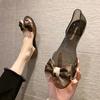 Fashion Ballet Flats Sandals Women Shoes with Bow PVC Jelly Sandals Summer 2025 Elegant Fashion Beach Ladies Slippers Beach Casual Shoes