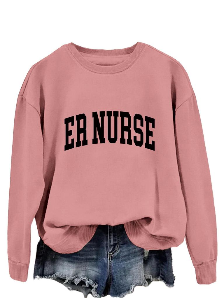 Spring-Fall ER Nurse Hoodie - Casual Round Neck Top