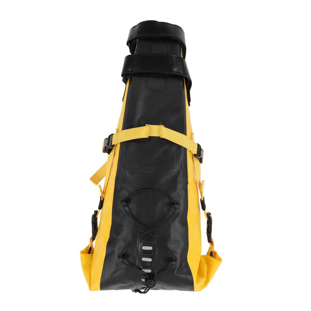 Bikepacking Bag 500D PVC Yellow and Black Waterproof 13L Non Slip Bike Saddle Bag for Long Ride