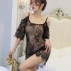 Sex underwear sexy temptation pajamas backless transparent large size suspender lace eyelash nightdress