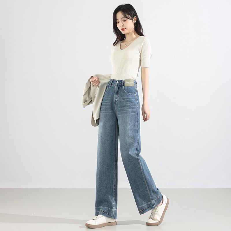 

Женские джинсы с высокой посадкой, облегающего кроя, с прямыми штанинами - Коллекция Весна 2025 30 (125-135 lbs) синий