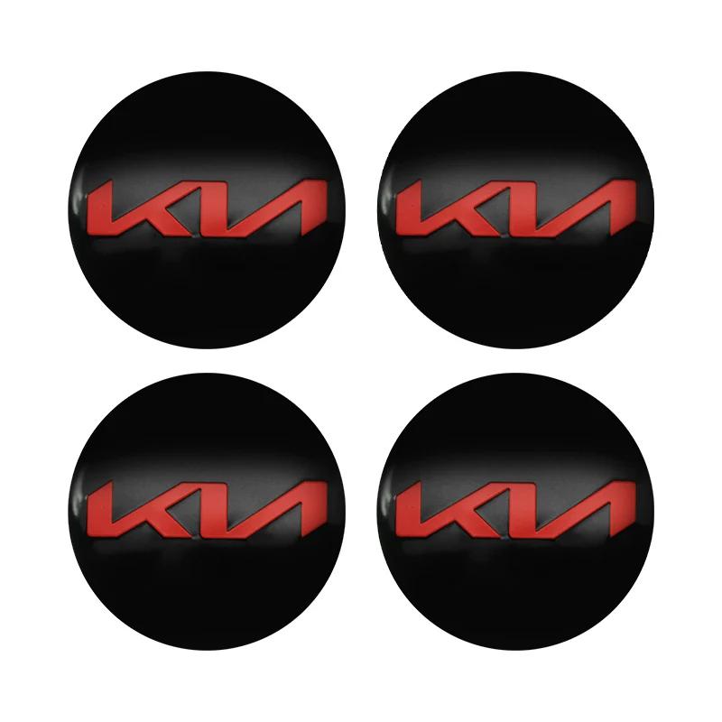 AABIY1 4pcs 3D 56mm Car emblem Wheel hub Center Cap Badge covers sticker Decals Styling accessories For KIA EV6 Sorento Niro Stinger