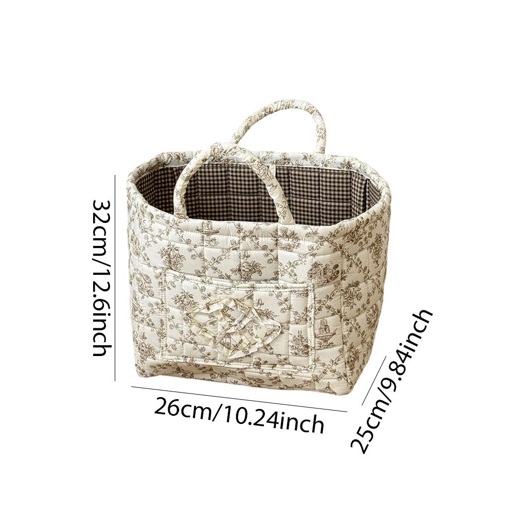 Fabric Pastoral Cloth Storage Basket with Easy Carry Handles Debris Organizing Bag Sundries Storage Organizer for Colthes Towel