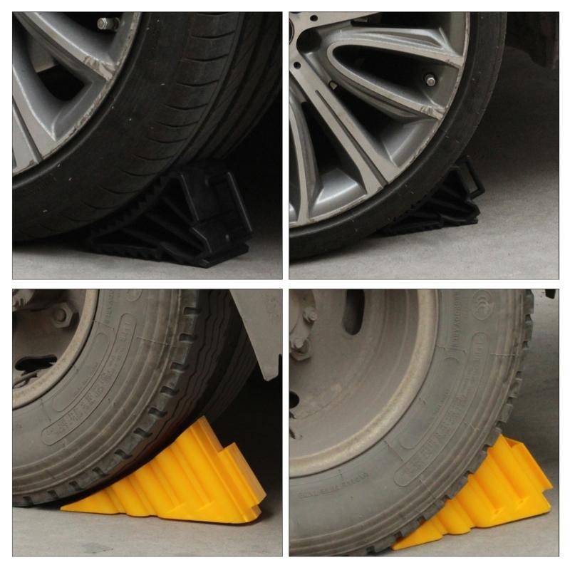 Reinforced Wheel Stopper For Secure Vehicle Parking Nonslip Base Design Wheel Chocks Garage Space Optimization