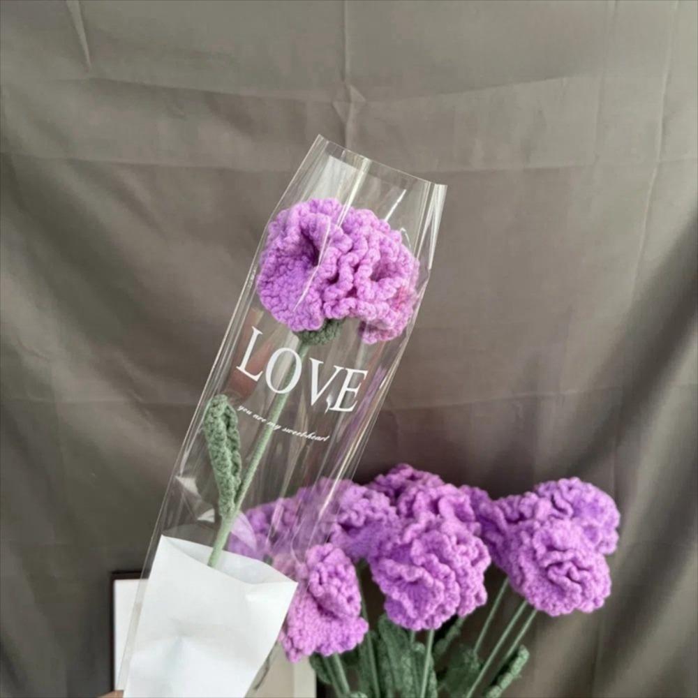 Heart Shaped Knitting Flower Carnation Flower Hand Woven Flower Creative DIY Bouquet  Holiday Gifts