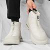 White Zipper Platform Boots Man Autumn Leather Men's Ankle Boots High top Men Shoes Casual Mens Boots botas para hombre cuero