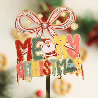 Dekoracja Ciasta Bożonarodzeniowego Nowy Styl Ins Akrylowa Różnorodne Wzory Wesołych Świąt 2025 Nowy Rok Wkładka do Ciasta Dekoracja