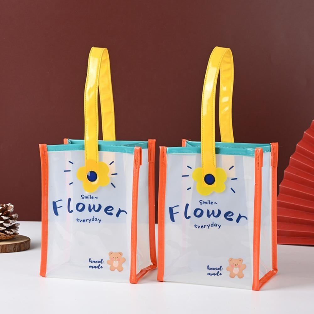 

Прозора прозора сумка з ПВХ з квітами. Практична подарункова сумка