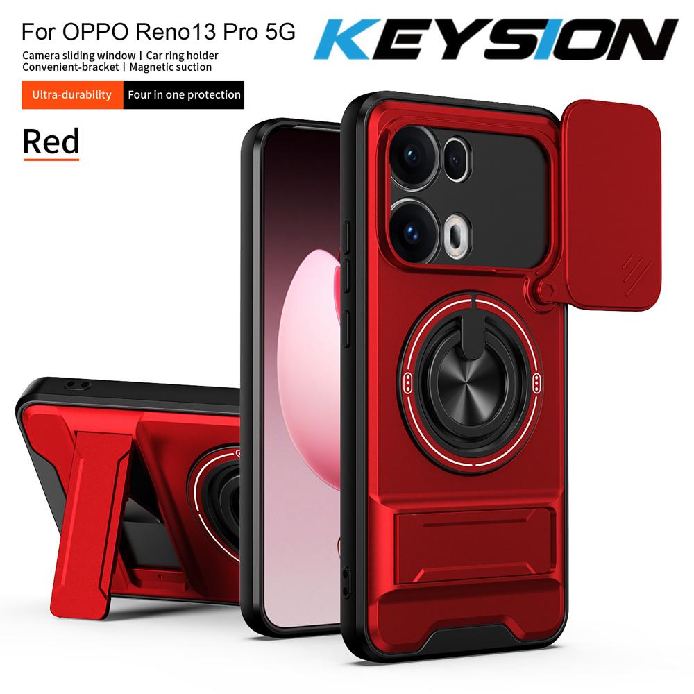 KEYSION Magnetic Phone Case for OPPO Reno13 Pro 5G Reno13 F 5G Slide Camera Protection Upright Kickstand Ring Shockproof Cover