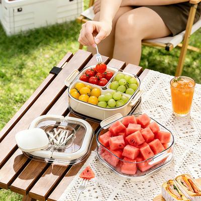 Fruit Storage Box Leak-Proof Sealed Multi-layer Food Container with Partition And Top Storage Portable Lunchbox for Kitchen Outdoor Camping