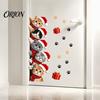 Self Adhesive Kitten Decals Christmas Cat Door Sticker, Cute Santa Hat Kittens Wall Decal, Waterproof PVC Festive Decor Sticker for Bedroom