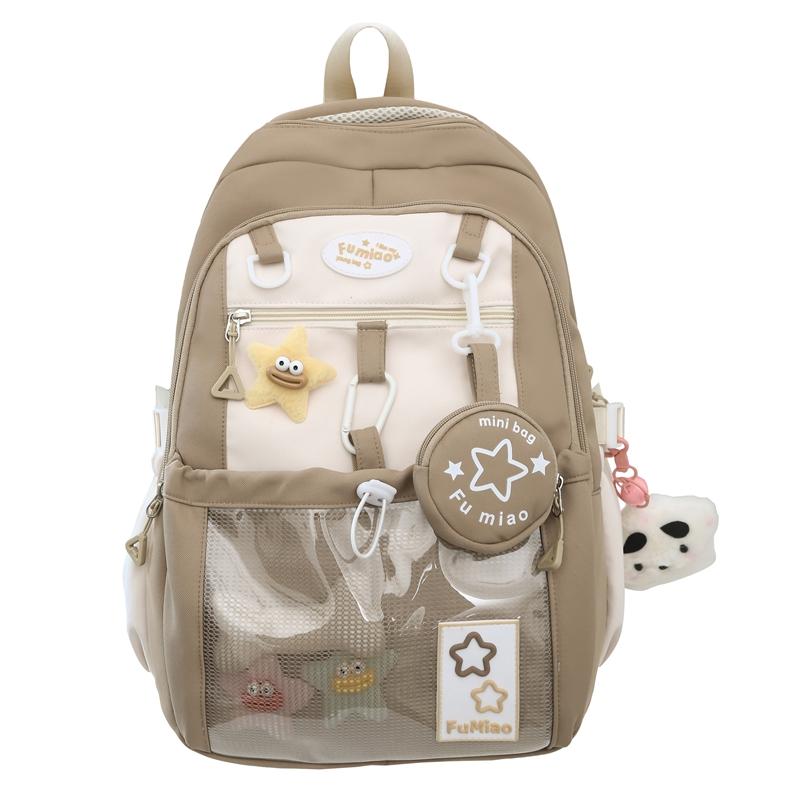 

Студенческая школьная сумка женский контрастный рюкзак рюкзак для класса хаки