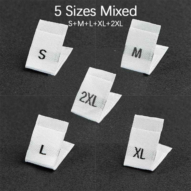 

500 шт., этикетка с размером одежды, лента, тканевая этикетка для одежды, футболка, платье, джинсы, брюки XS, SML, XL, 2XL, 3XL, 4XL, 5XL 5 size mixed