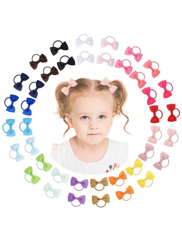 30/40/60PCS 2'' Grosgrain Ribbon Bowknot Elastic Hair Rubber Band for Baby Girls Sweet DIY Hair Bows Ties Headwear Kid Hairband