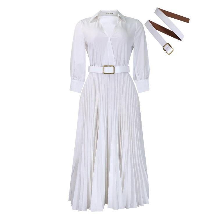 Fashionable Elegant Women Dress Autumn New Plus Size Solid Color Cross Border