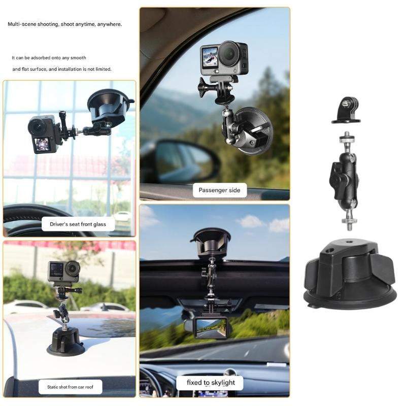 Quick Installation Dashboard Suction Cup Mount for Action 6 Camera Multiple Directional Rotation for Flexible Viewing