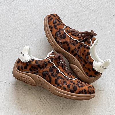 Niche Design Sense Leopard Print German Training Shoes Retro Sports and Leisure Shoes Forrest Gump Shoes Breathable Board Shoes Tide