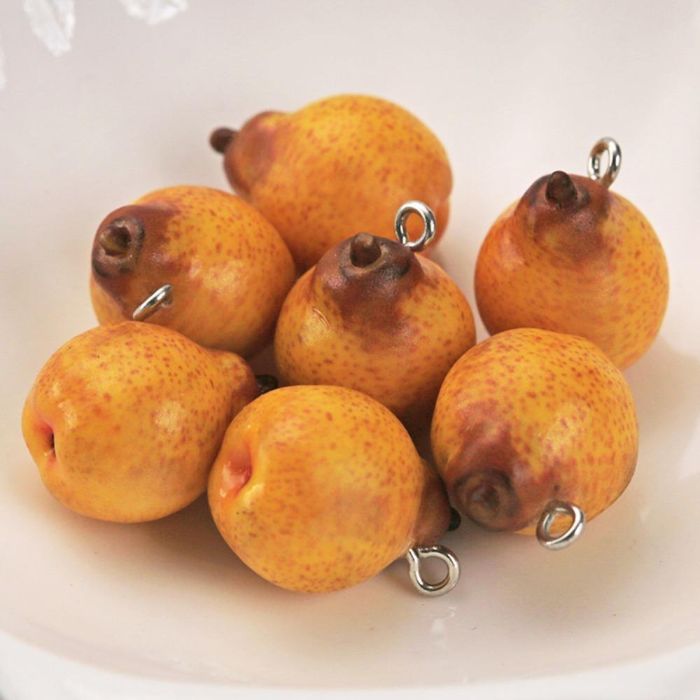 10pcs Cute Simulated Fruit Resin Beads 3D Apple Handmade Fruit Beads Resin Apple Beads DIY Earring Jewelry 4XL грушевый