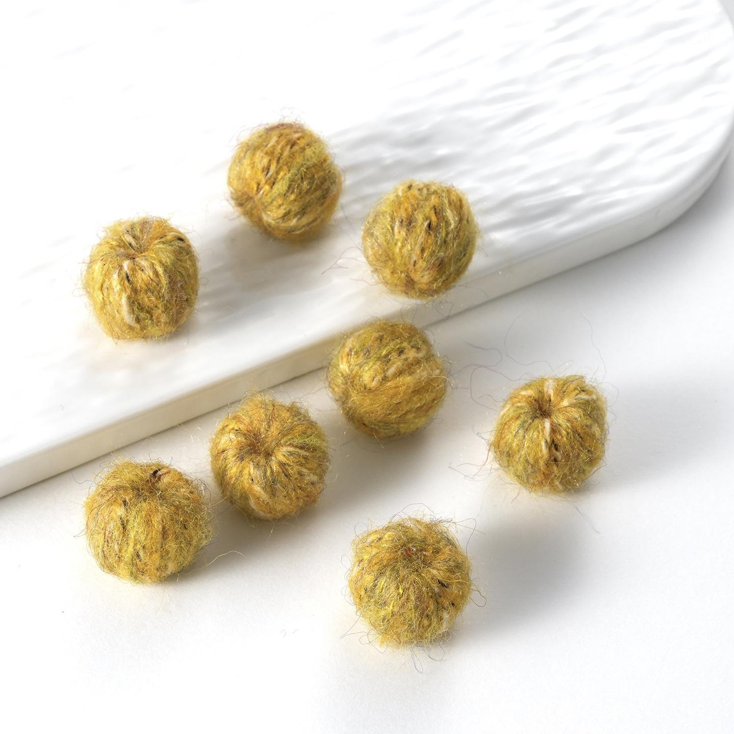 18MM Color Dot Wool Ball Straight Hole Bead DIY Braided Material 5pcs 15*18mm dia. 5mm