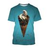 Ice Cream 3D Printing T-shirt Colorful Likeable Summer Clothing For T Shirt Men And Kids Funny Intersting Design 2024 New Tee