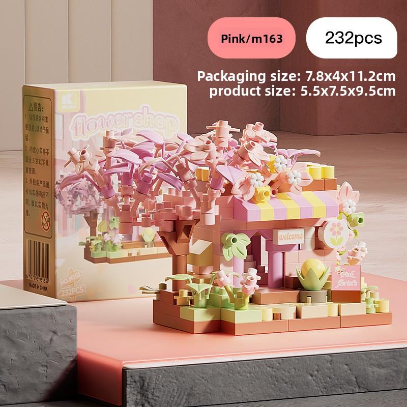Non-Toxic Flower Shop Food House Building Blocks Kit Mini City Street View Home Decor Children Assembly Bricks Model Kids Educational Toy