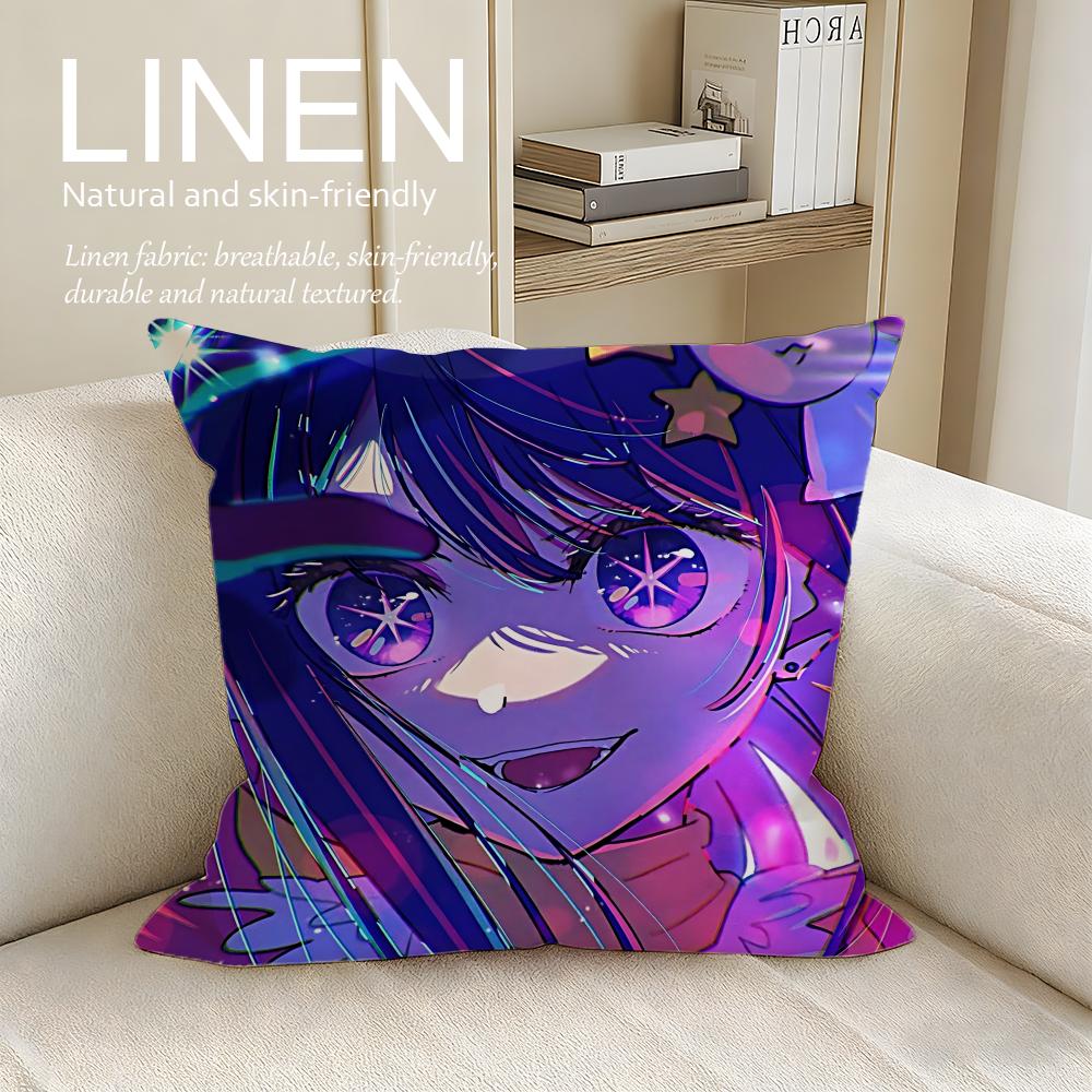 Drama Oshi no Ko Cushion Cover Linen Decorative Pillowcase Set Pcs x x x Breathable Washable Sofa Cushion Cover