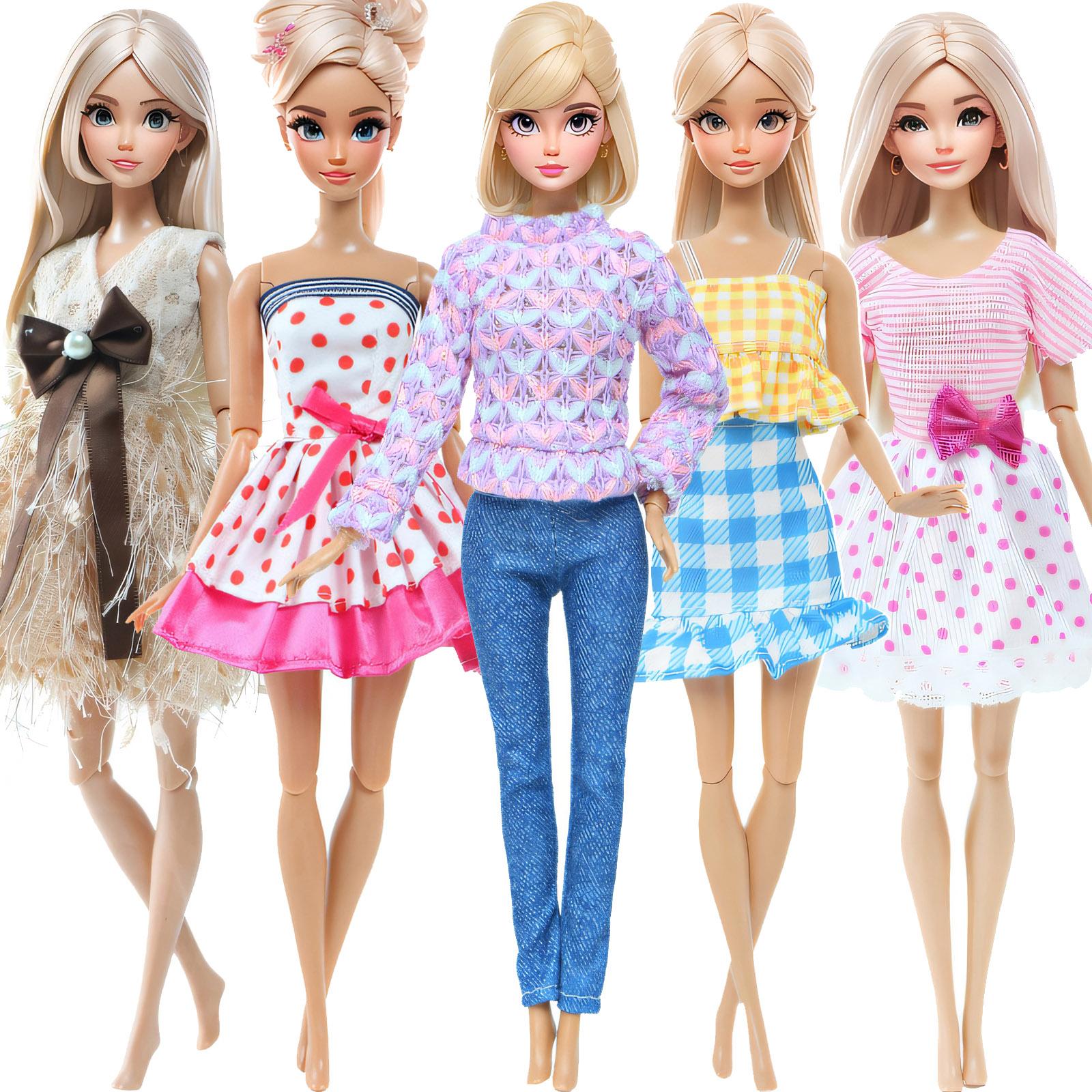 

5x кукольных повседневных нарядов, праздничная одежда, юбки для 1/6 куклы 11,5 дюймов, прекрасный подарочный набор для девочки, игрушка (НЕТ КУКЛ)