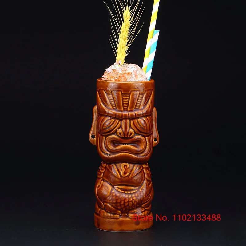 Tazza da Cocktail in Ceramica da 450ml Totem Tiki Mugs Decorazione Festa Tropicale Hawaiana Bar Utensili per Bere Tazza da Birra Bevande Ingrosso