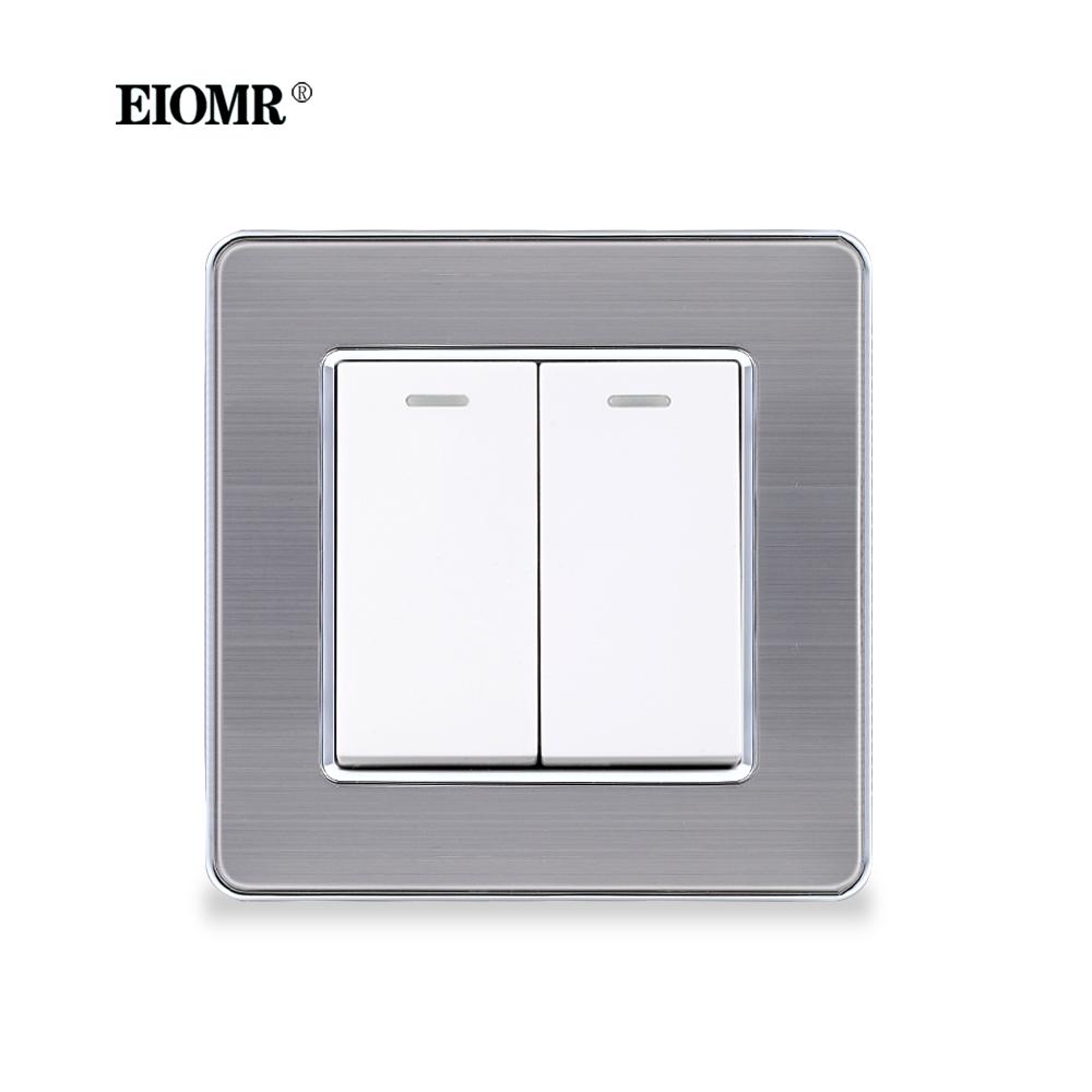 EIOMR EU/UK Standard Lichtschalter 16A 250V 2-fach 1-Wege / 2-Wege Wippschalter Großes Panel Luxus Wandtaster Unterputzschalter