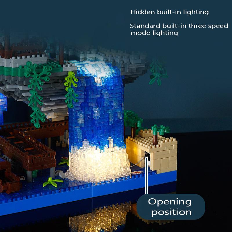 Peach Blossom Pool Castle Building Blocks Assembling Series Building Model Educational Children's Micro-particle Assembling Deco