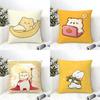 Fashing Sleeping Polar Bear Cartoon Pattern Pillow Case Natural Linen Double-Sided Printing Sofa Home Decor Cushion Cover