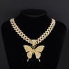 Trendy Zircon Butterfly Hip Hop Pendant Necklace for Couples