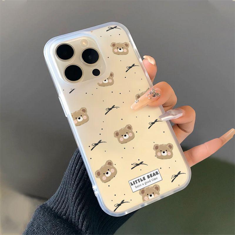 

Милый мультяшный мягкий чехол с мишкой для Apple iPhone 12/13/15/16 Pro Max с большим отверстием для камеры iPhone 13