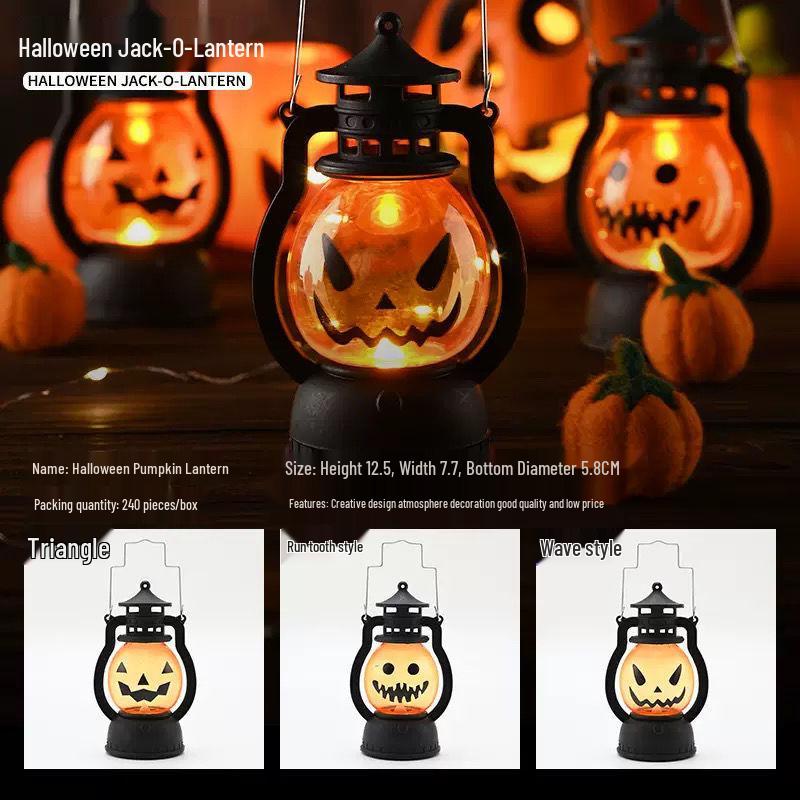 

Halloween LED Pumpkin Lantern Pendant - Creative Handheld Hurricane Oil Lamp Ornament