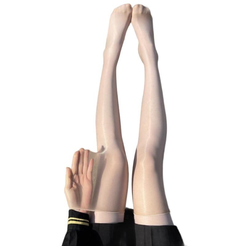 Women Shiny Ultra-Thin Silky Thigh High Stockings Sexy Oily Bright Shimmery Over Knee Long Socks Glossy Hosiery Clubwear