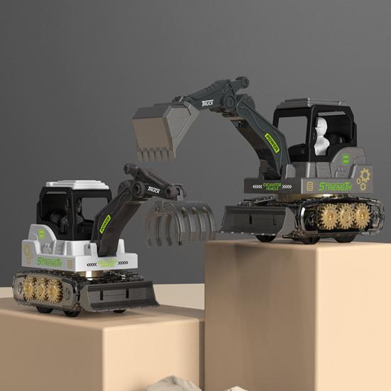 Press Gear Construction Vehicle Toy Realistic Kids Excavator Engineering Car Toy with Movable Digging Arm Toddlers Boys Educational Digger Truck