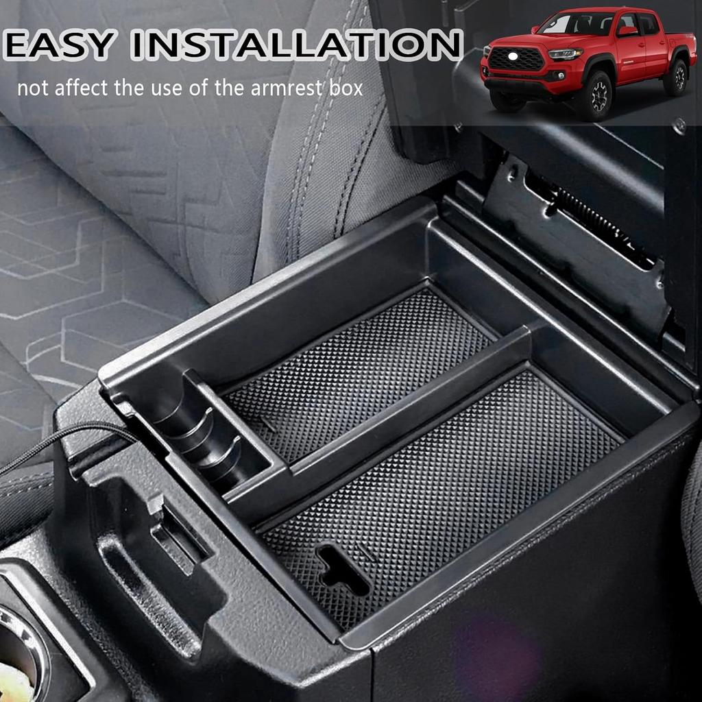 JDMCAR Center Console Organizer Tray Compatible With Toyota Tacoma Accessories 2016- , Armrest Ert Container ABS Material Secondary Storage Box
