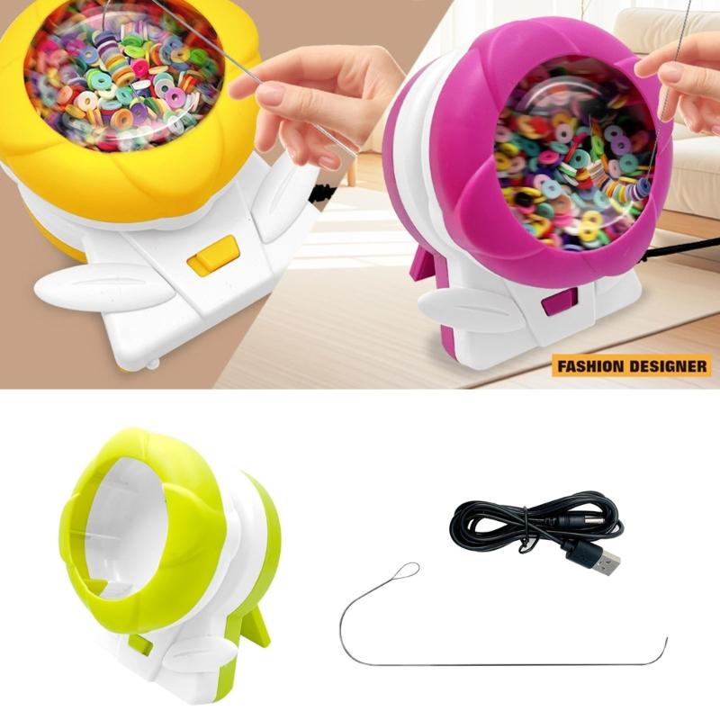 Portable Bead Stringing Tool USB Operated Crafting Device for Jewelry Makers Beginners Friendly