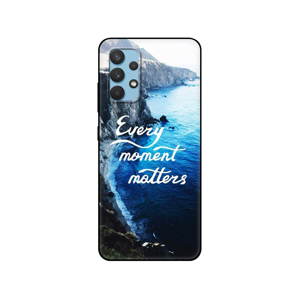 Czarny pokrowiec tpu do Samsunga Galaxy A12 A22 A32 A42 A52 A72 4g 5g S21 PLUS ultra tylna obudowa podróż góra morze plaża cytaty