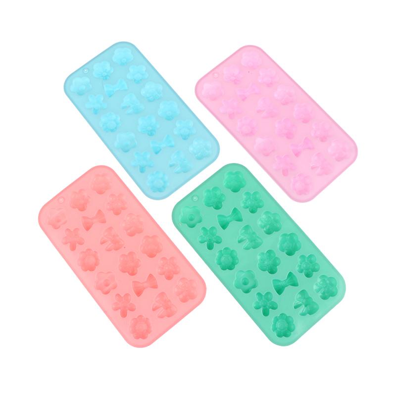 1Pc 18Cavities Flower Bow Tie Silicone Mold Diy Pudding Ice Baking Tools Biscuit Pastry Dessert Fondant Candle Cake Mold