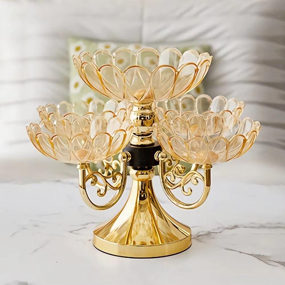 Elegant Rotating Snack Serving Tray Flower Shaped Fruit Plate Stand Home Decor