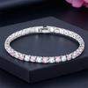 Braccialetti da Donna 4mm Pietra Rotonda Cristallo Rosa Carino Zircone Bianco 17/19cm Catene Colore Argento Vintage Braccialetto Gioielli da Matrimonio