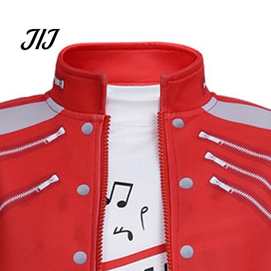 Themenparty Kostüm 1 Set Retro Popstar für Jungen, 80er 90er Star Outfit Musik Thema Halloween Kostüm, Rote Jacke, Hemd und Hose Bühnenauftritt