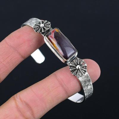 Radiant Mookaite Stone Art Deco Wife Birthday Handmade New Bangle 925 Silver