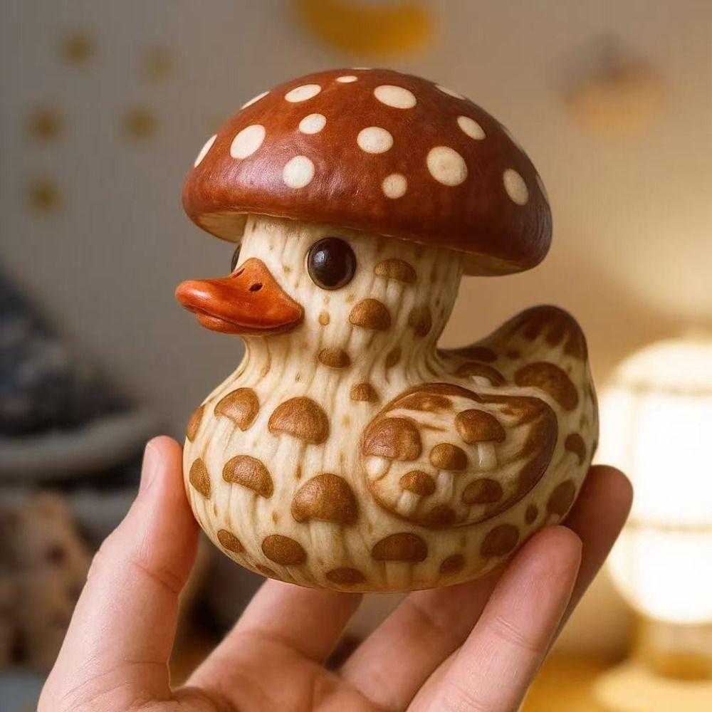 Resin Whimsical Vegetable Duck Ornament Cute Animal Sculpture Micro Landscape Duck Statue  Office