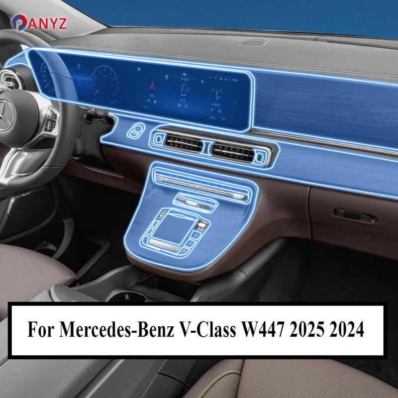 For Mercedes-Benz V-Class W447 2025 2024 Accessories Interior Film Transparent TPU Gear Panel GPS Center Console PPF Protection
