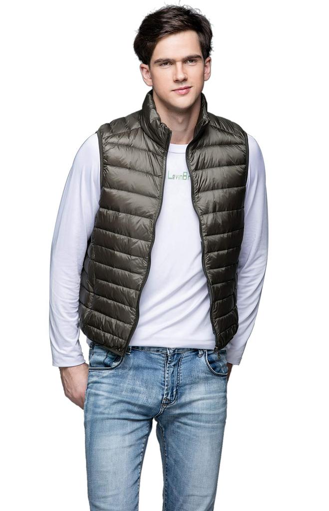 Ultralight Down Warm and Stylish for Compact and Includes Storage Size XXL Men's Vest, Hiking, Windproof, Water-Repellent, Stand-Up Collar, Pouch,