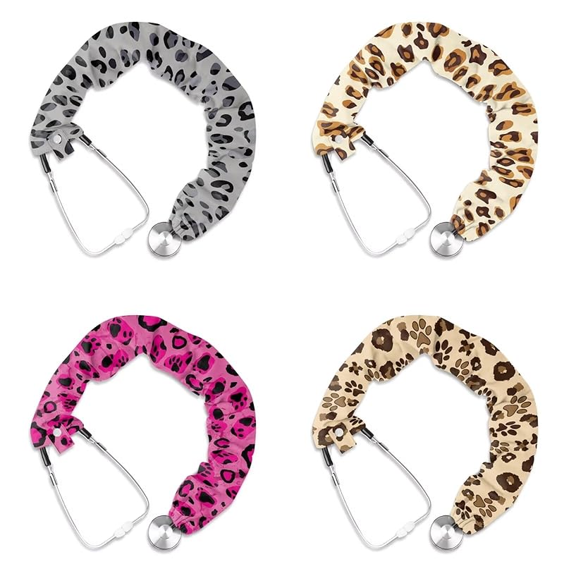 Светодиодная Задняя Сторона Коровья Печать Эластичные Чехлы для Стетоскопа Четырехкомпонентные Универсальные Декоративные Рукава для Стетоскопа Заменяемые Аксессуары для Стетоскопа Рукав для