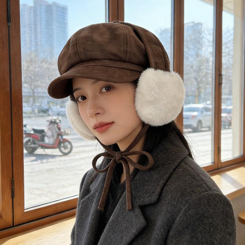 Octagonal hat autumn and winter thickened ear protectors plush earmuffs hat newsboy hat fashionable and simple cap